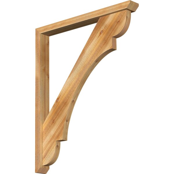 Ekena Millwork Olympic Slat Rough Sawn Bracket w/ Offset Brace, Western Red Cedar, 4"W x 36"D x 44"H BKT0402X36X44OLY06RWR - main